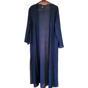 Long Black Duster one size Lacey 3/4 length sleeve